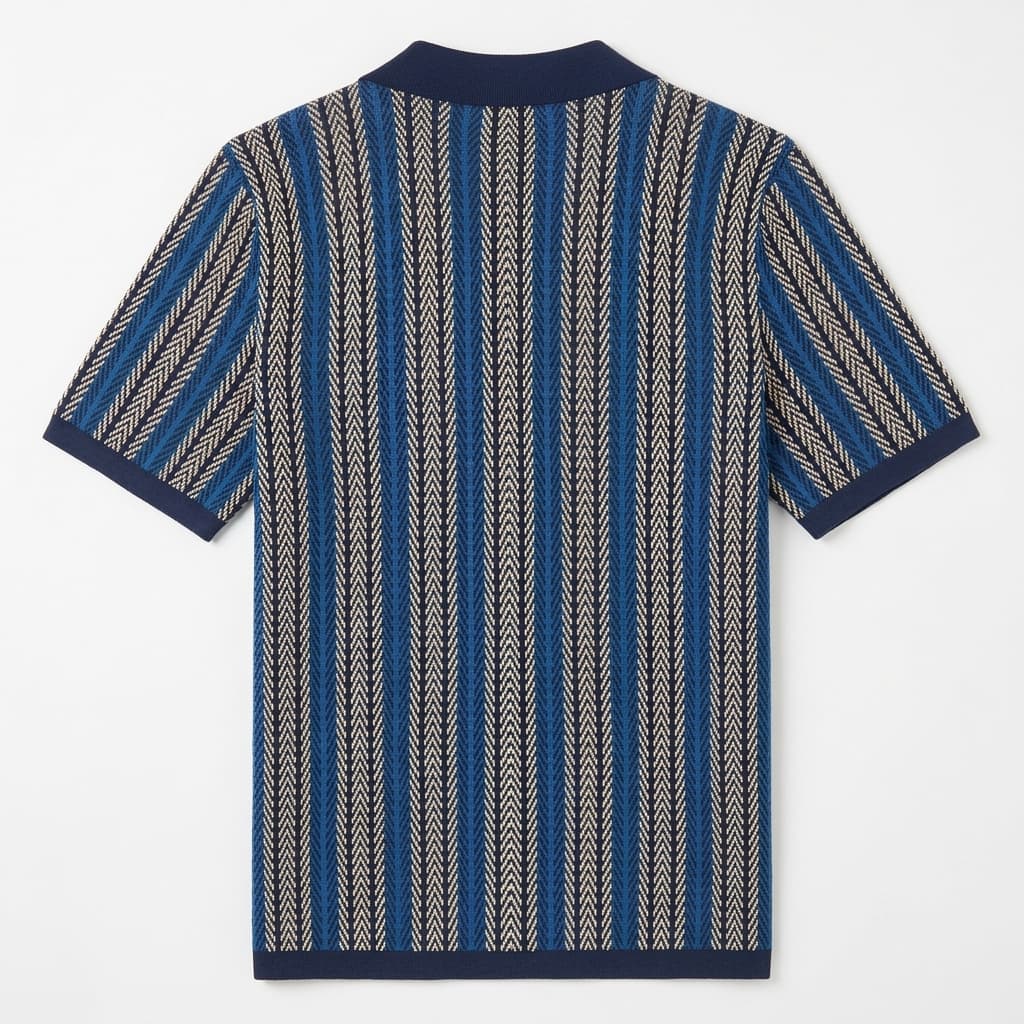 Polo de punto hombre — rayas verticales — estilo casual vacaciones