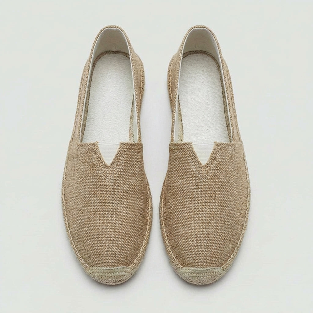 Alpargatas de lino hombre — mocasines ligeros — vacaciones playa