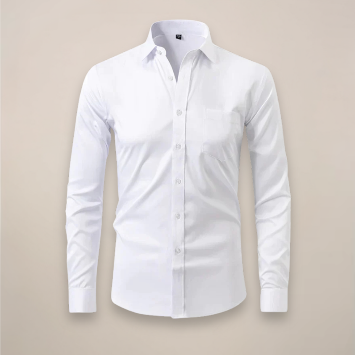 Camisa de manga larga para hombre — corte estructurado sin arrugas — formal