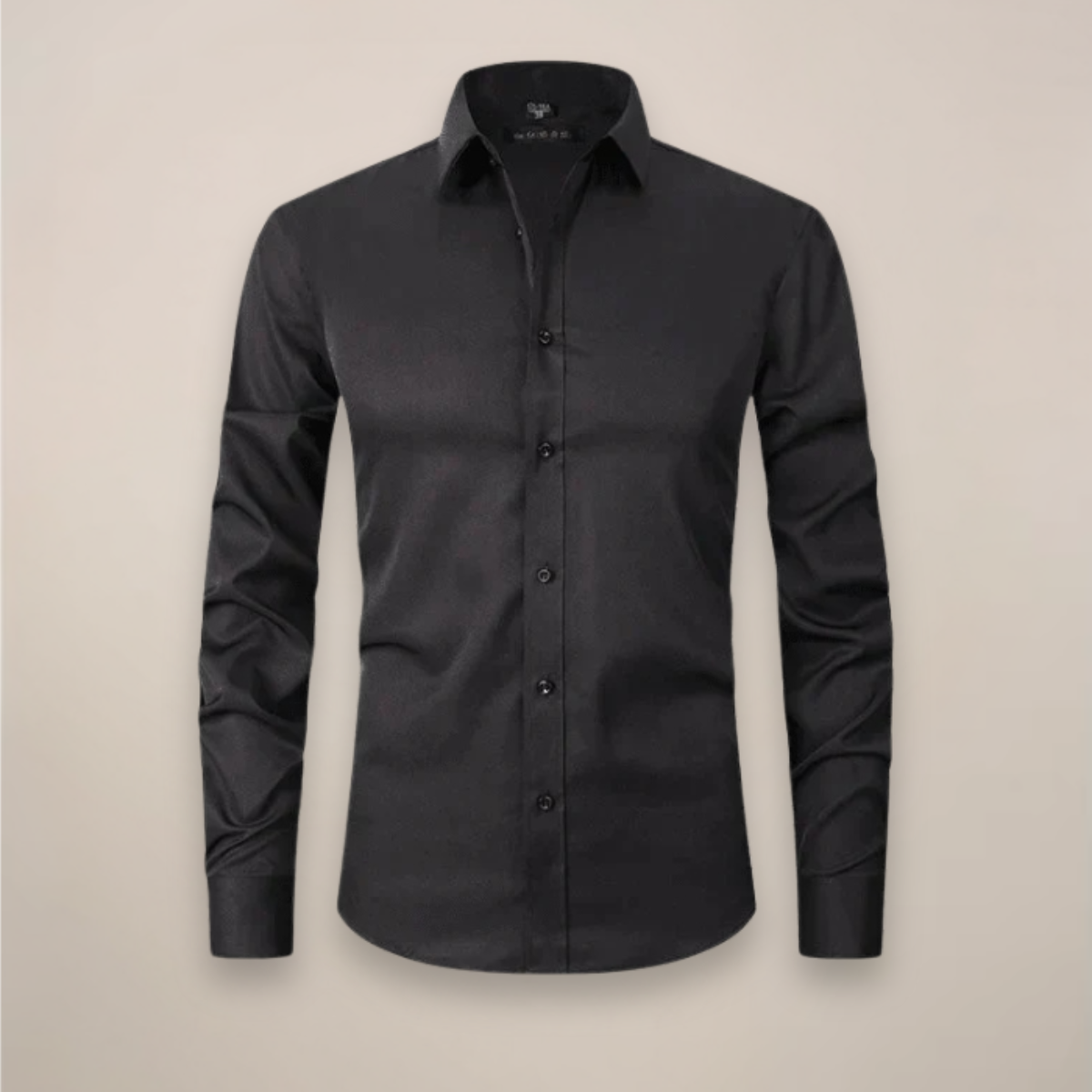 Camisa de manga larga para hombre — corte estructurado sin arrugas — formal