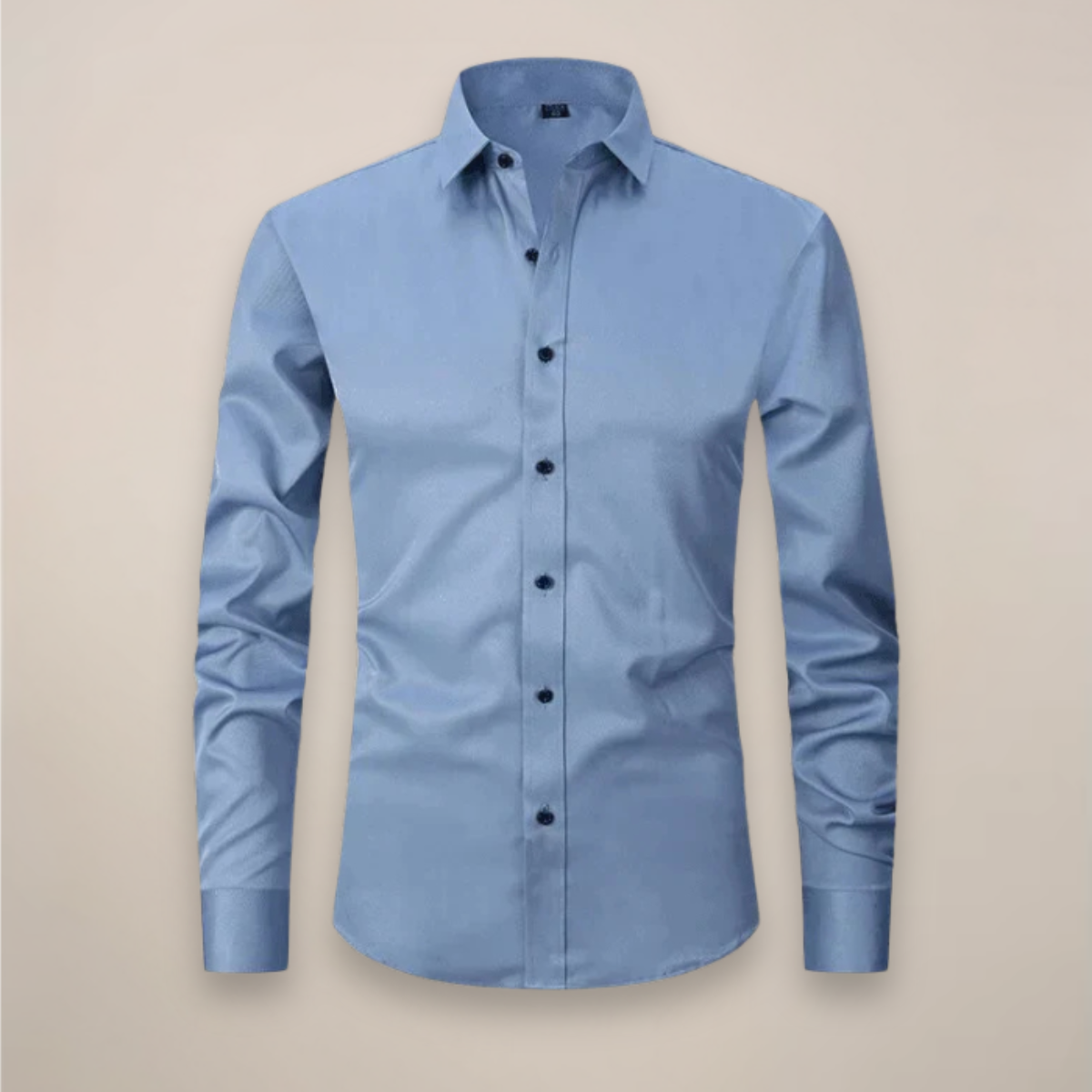 Camisa de manga larga para hombre — corte estructurado sin arrugas — formal